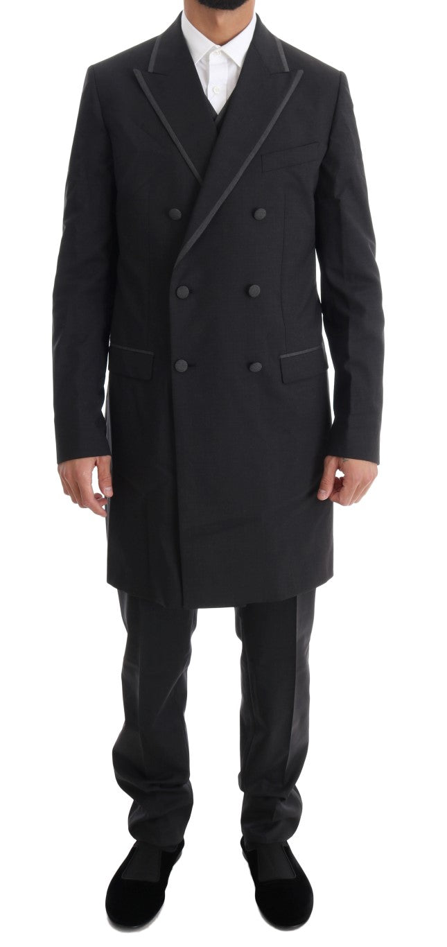 Dolce & Gabbana Elegant Gray Double Breasted Wool Suit