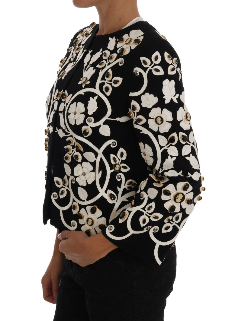 Dolce & Gabbana Chaqueta abrigo de lana de cristal con bordado floral