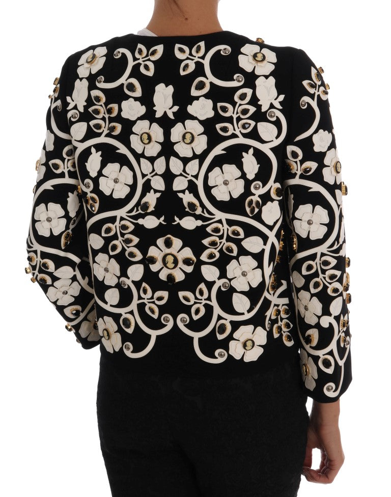 Dolce & Gabbana Floral Embroidered Crystal Wool Coat Jacket
