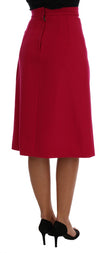 Dolce & Gabbana Elegant Pink Wool A-Line Knee-Length Skirt