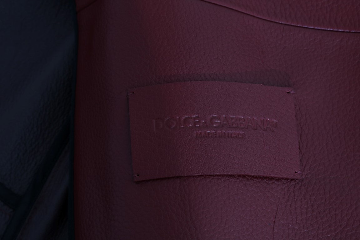 Dolce & Gabbana Radiant Red Leather Biker Motorcycle Jacket