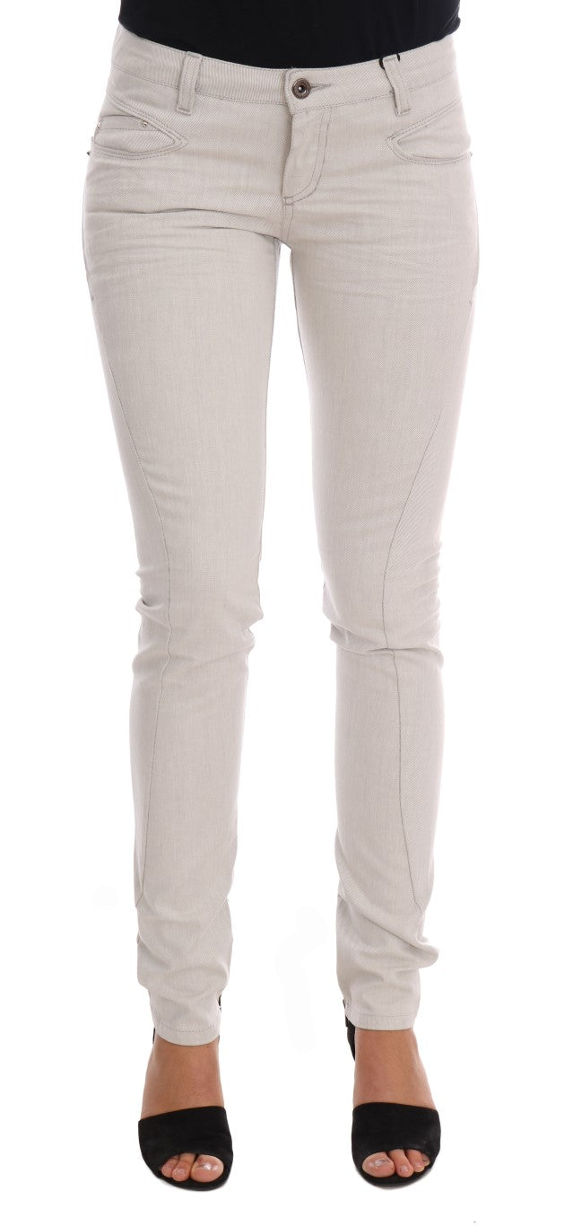 Costume National Chic White Slim-Fit Stretch Jeans