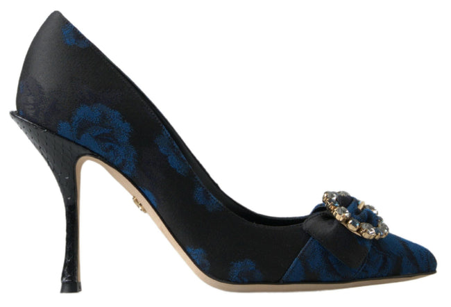 Dolce & Gabbana Elegantes zapatos de tacón con adornos de cristal azul