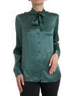 Dolce & Gabbana Elegant Dark Green Silk Blouse Top