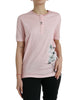 Dolce & Gabbana Schickes rosa Baumwoll-T-Shirt mit Blumenmuster