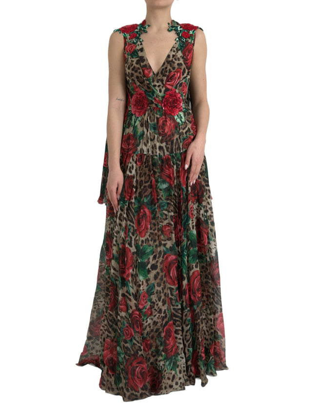 Dolce & Gabbana Mehrfarbiges Maxi-Abendkleid aus Seide