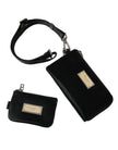 Dolce & Gabbana Elegant Black Nylon Leather Pouch with Silver Details