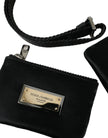 Dolce & Gabbana Bolso clutch con llavero y placa del logo en nailon negro