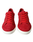 Dolce & Gabbana Elegant Red & White Leather Sneakers
