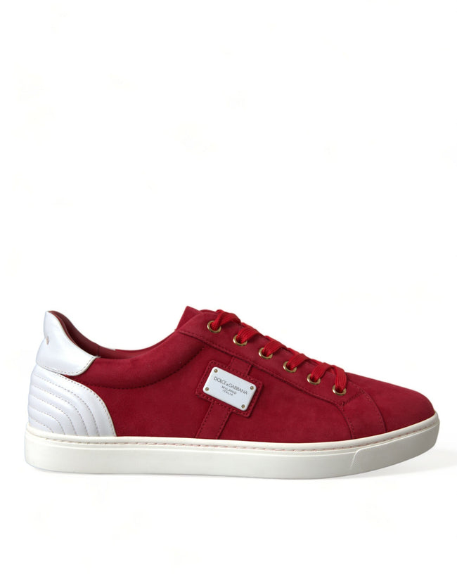 Dolce & Gabbana Elegant Red & White Leather Sneakers