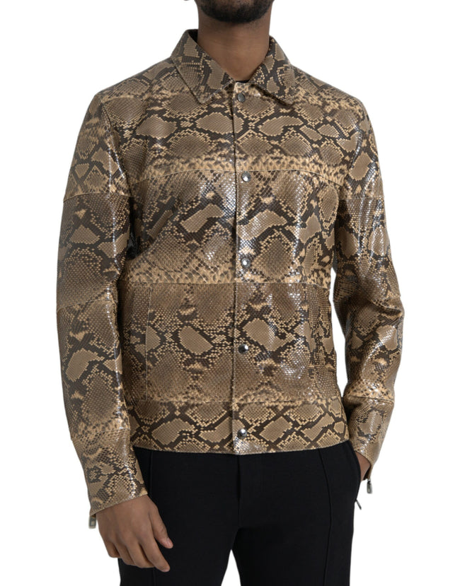 Dolce & Gabbana Beige Exotic Leather Biker Blouson Jacket