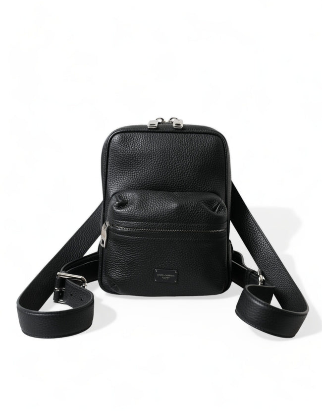 Dolce & Gabbana Schicker kleiner Rucksack aus schwarzem Kalbsleder