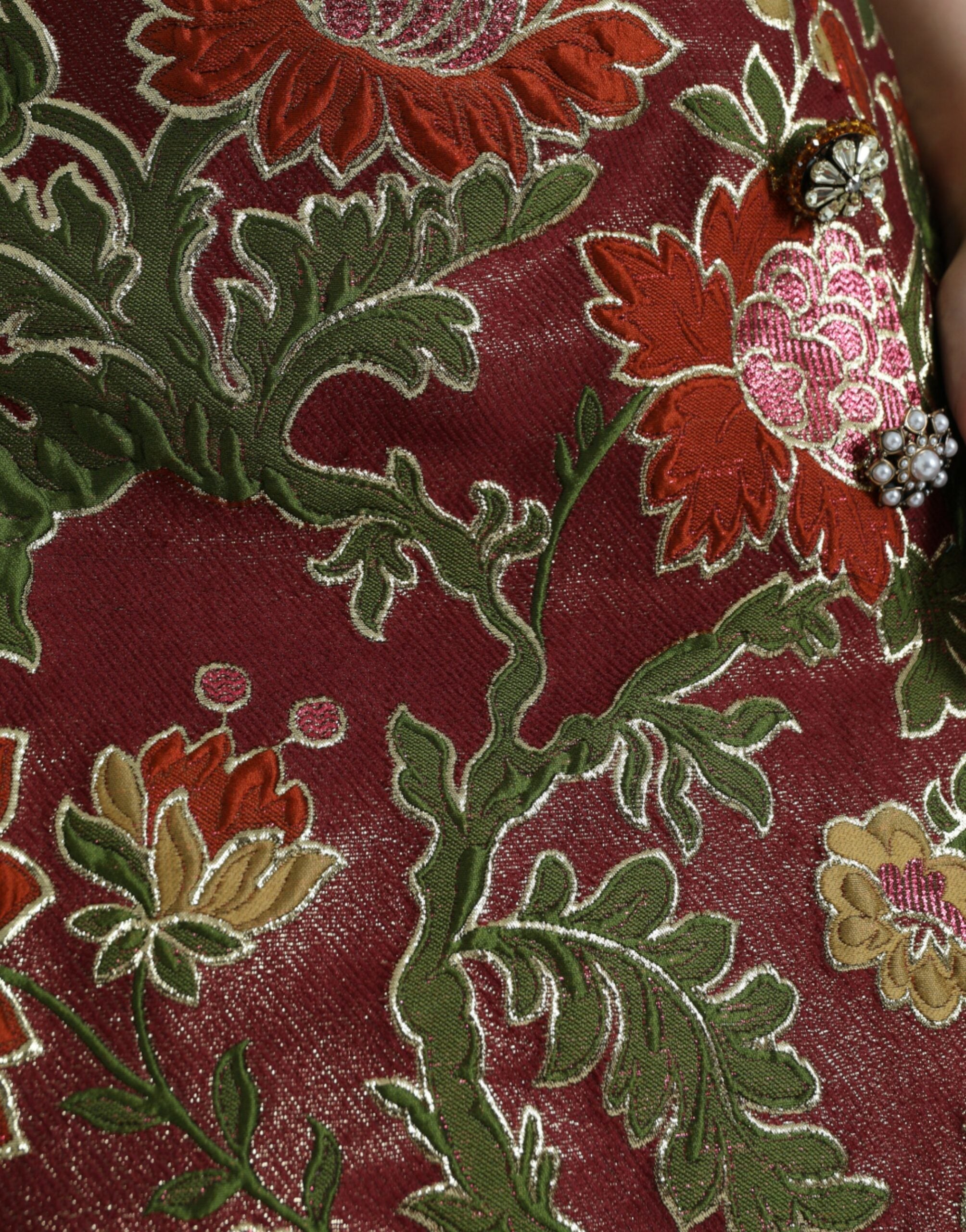 Dolce & Gabbana – Kastanienbrauner Jacquard-Minirock mit Blumenmuster