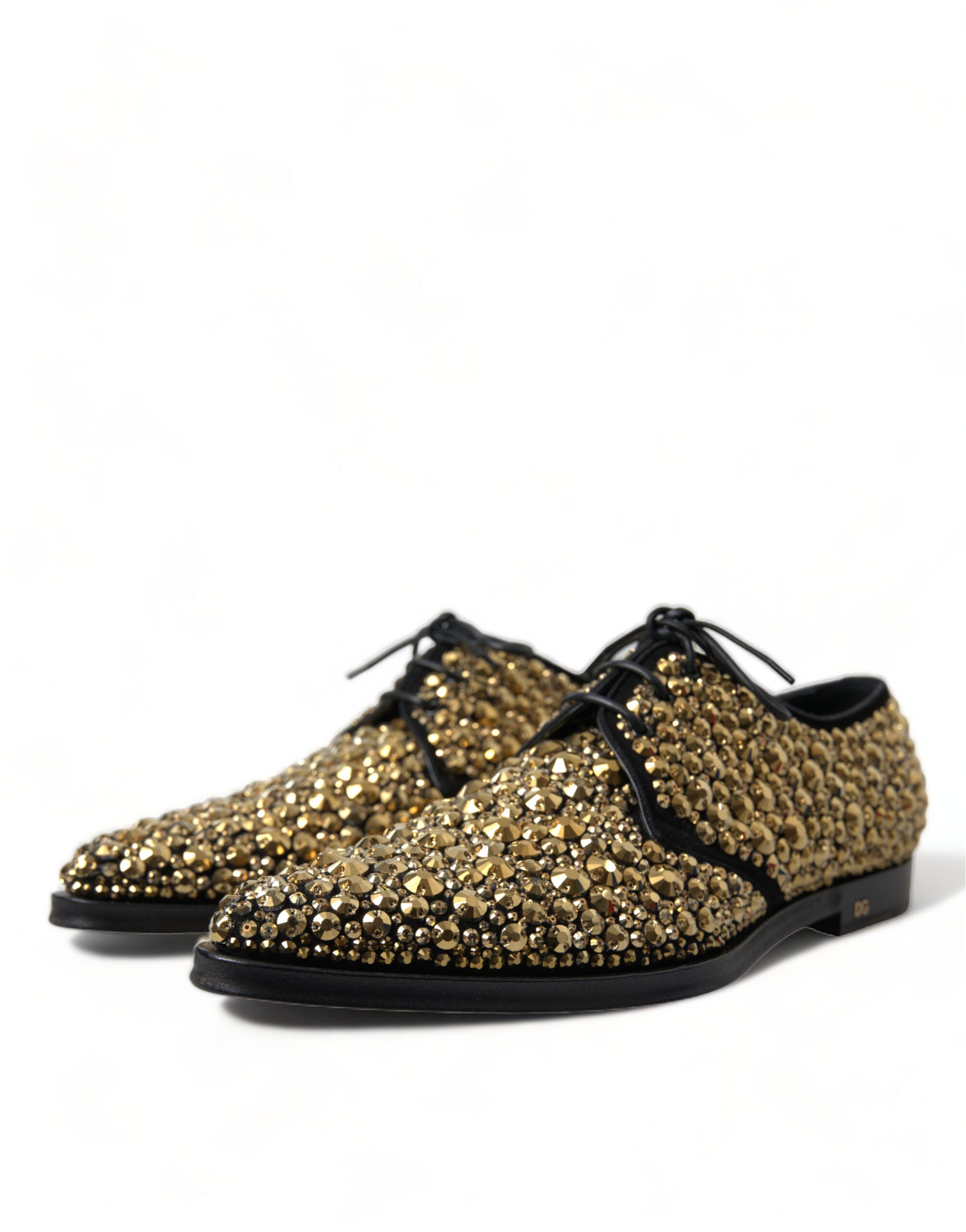 Dolce & Gabbana Elegantes zapatos de vestir Derby de ante negro dorado