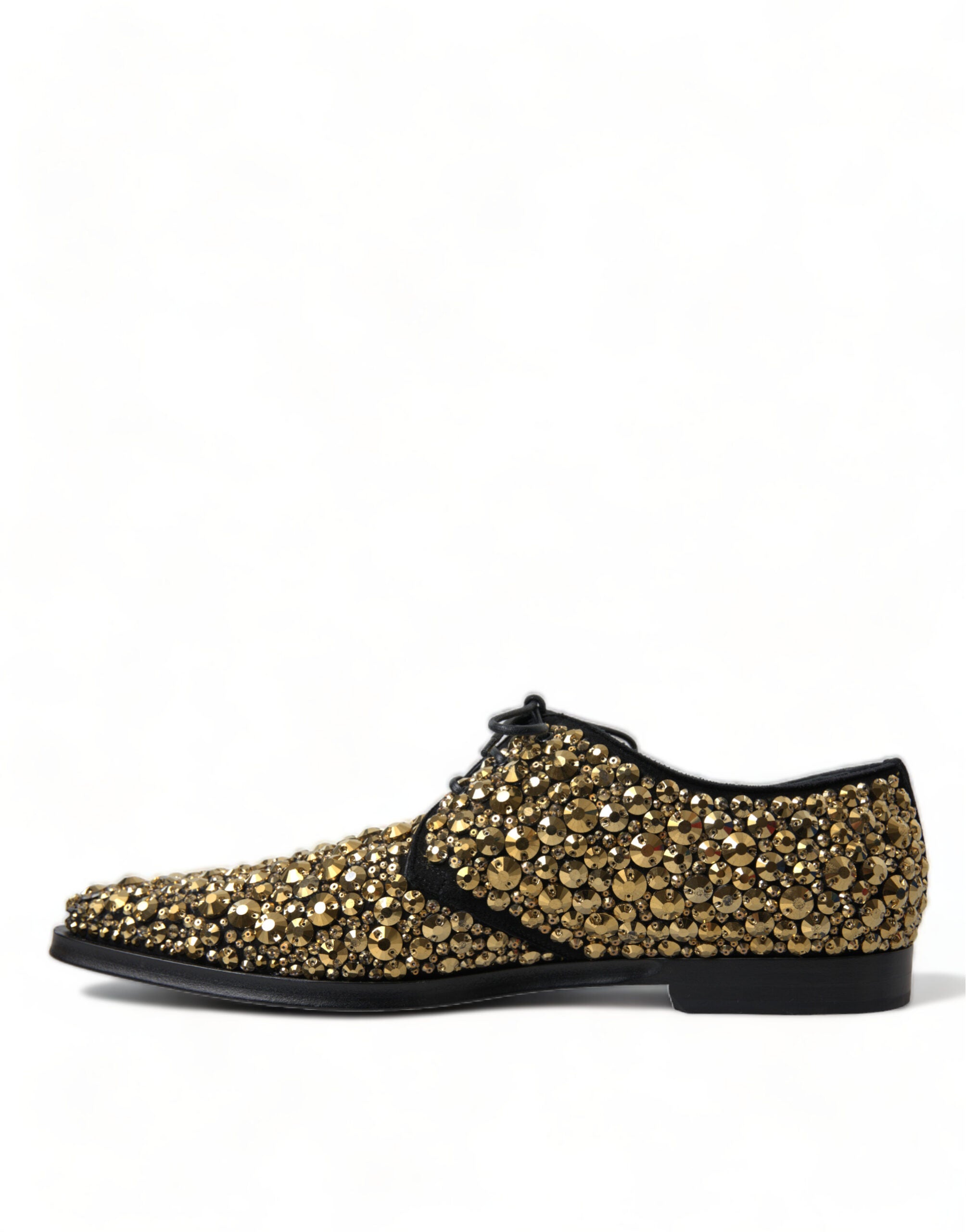 Dolce & Gabbana Elegantes zapatos de vestir Derby de ante negro dorado