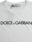 Dolce & Gabbana White Logo Print Cotton Crew Neck T-shirt
