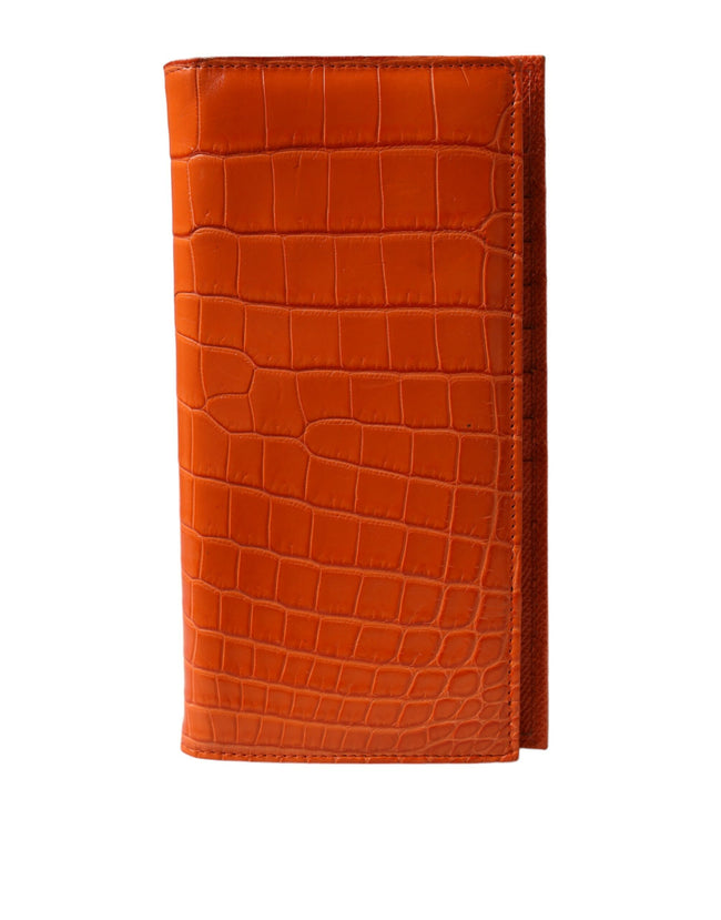 Dolce & Gabbana Cartera larga con tarjetero plegable de piel de cocodrilo naranja
