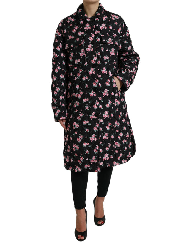 Dolce & Gabbana Elegant Floral Print Trench Coat Jacket