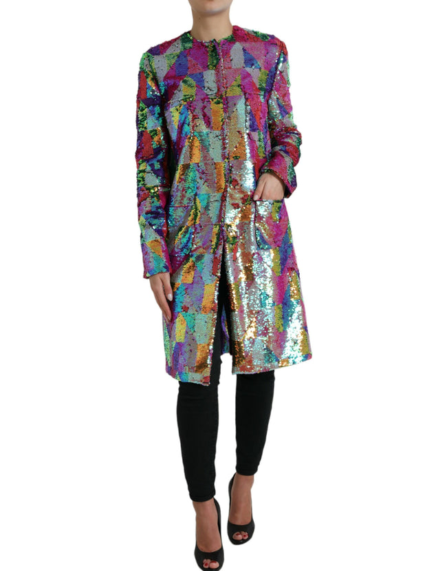 Dolce & Gabbana Lange Jacke mit mehrfarbigen Pailletten