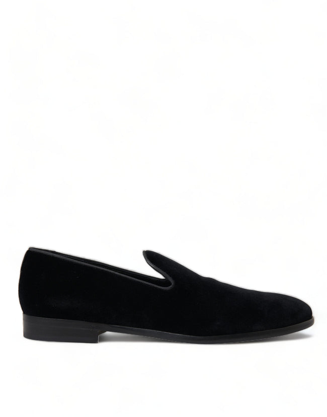 Dolce & Gabbana Mocasines De Terciopelo Negro Zapatos Formales