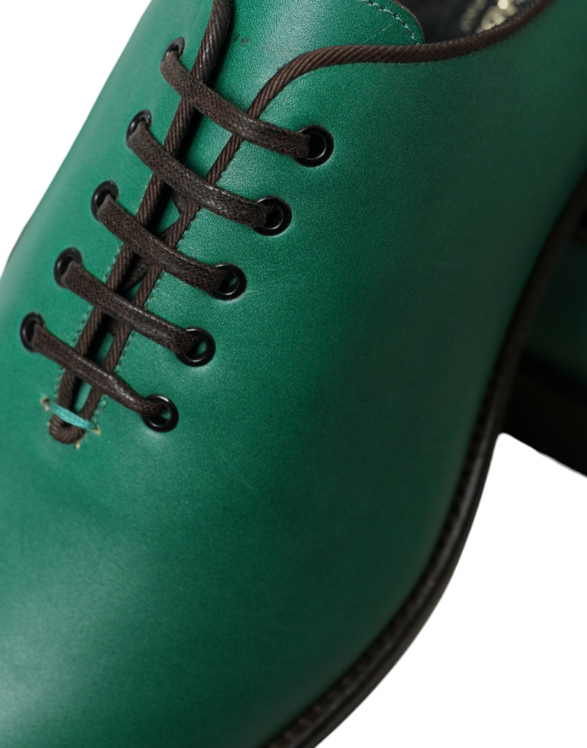 Dolce & Gabbana Elegant Green Leather Oxford Dress Shoes