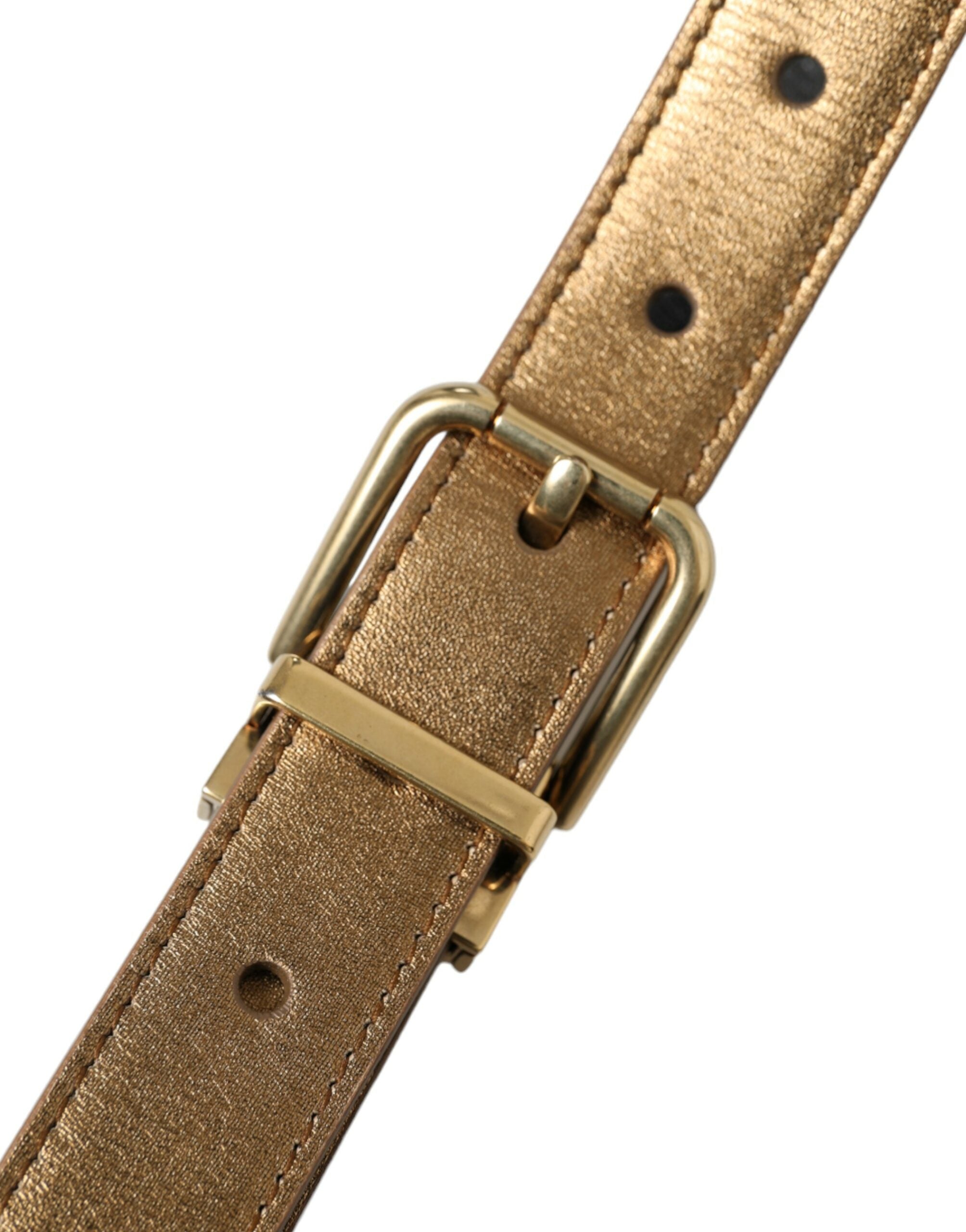 Dolce & Gabbana Metallic Gold Leather Belt - Timeless Elegance