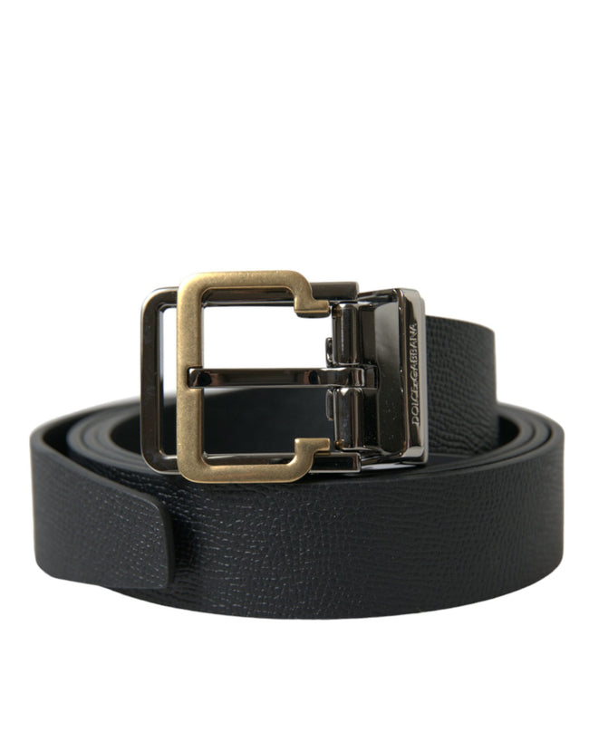 Dolce & Gabbana Eleganter schwarzer Ledergürtel mit Metallschnalle