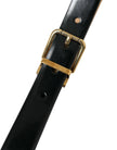 Dolce & Gabbana Elegant Black Leather Waist Belt with Logo Buckle
