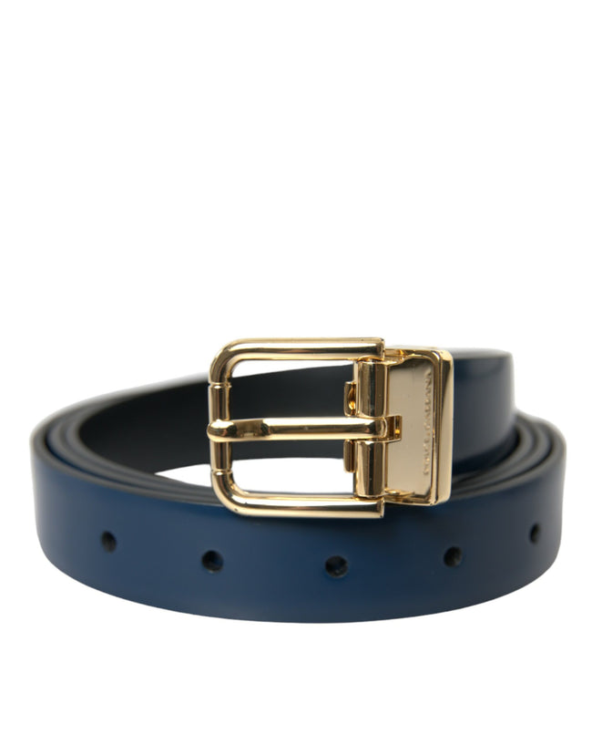 Dolce & Gabbana Eleganter blauer Ledergürtel mit Metallschnalle