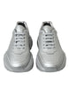 Dolce & Gabbana Elegant Silver Calfskin Leather Sneakers