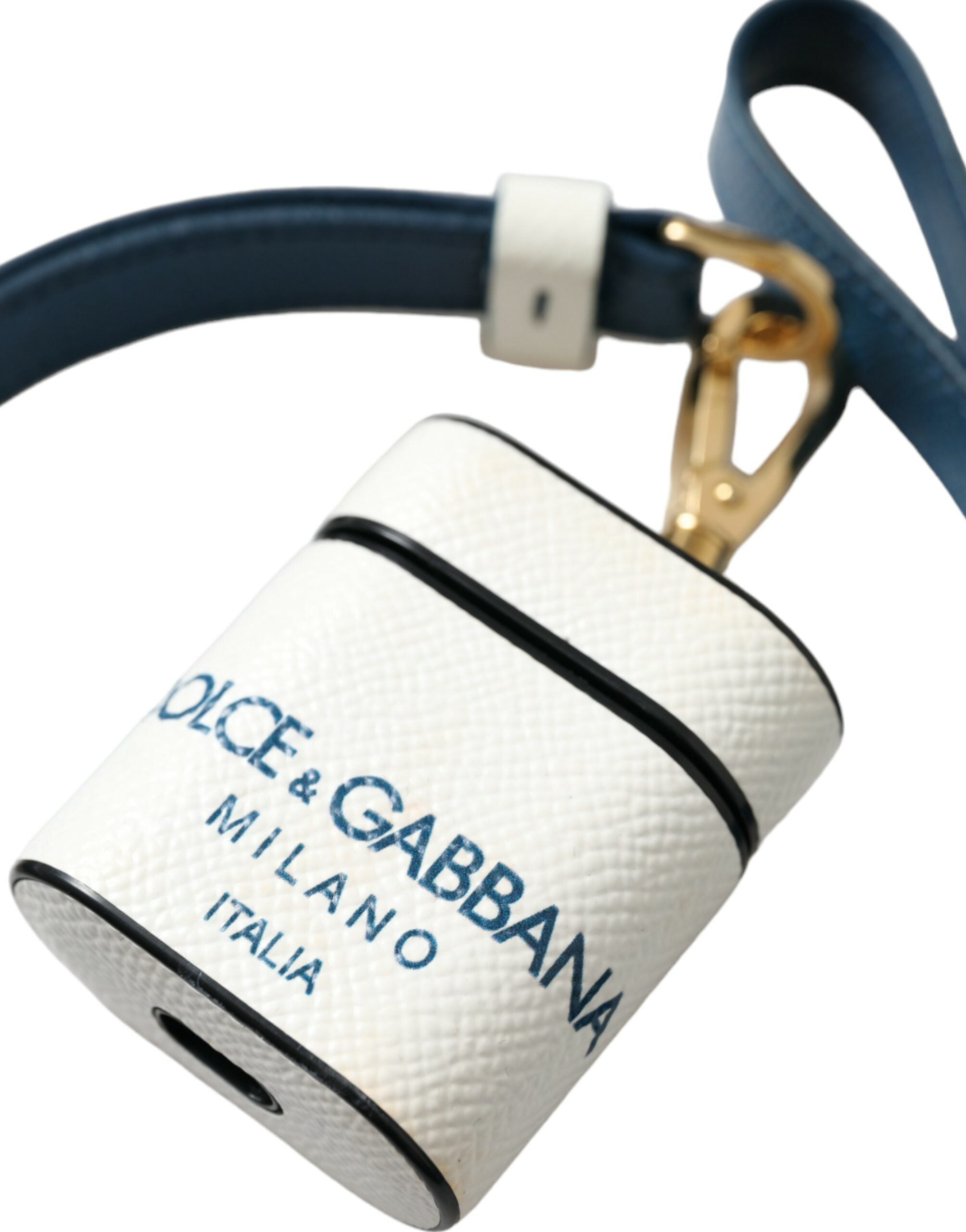 Dolce & Gabbana – Schicke Airpods-Hülle aus Leder in Blau und Weiß