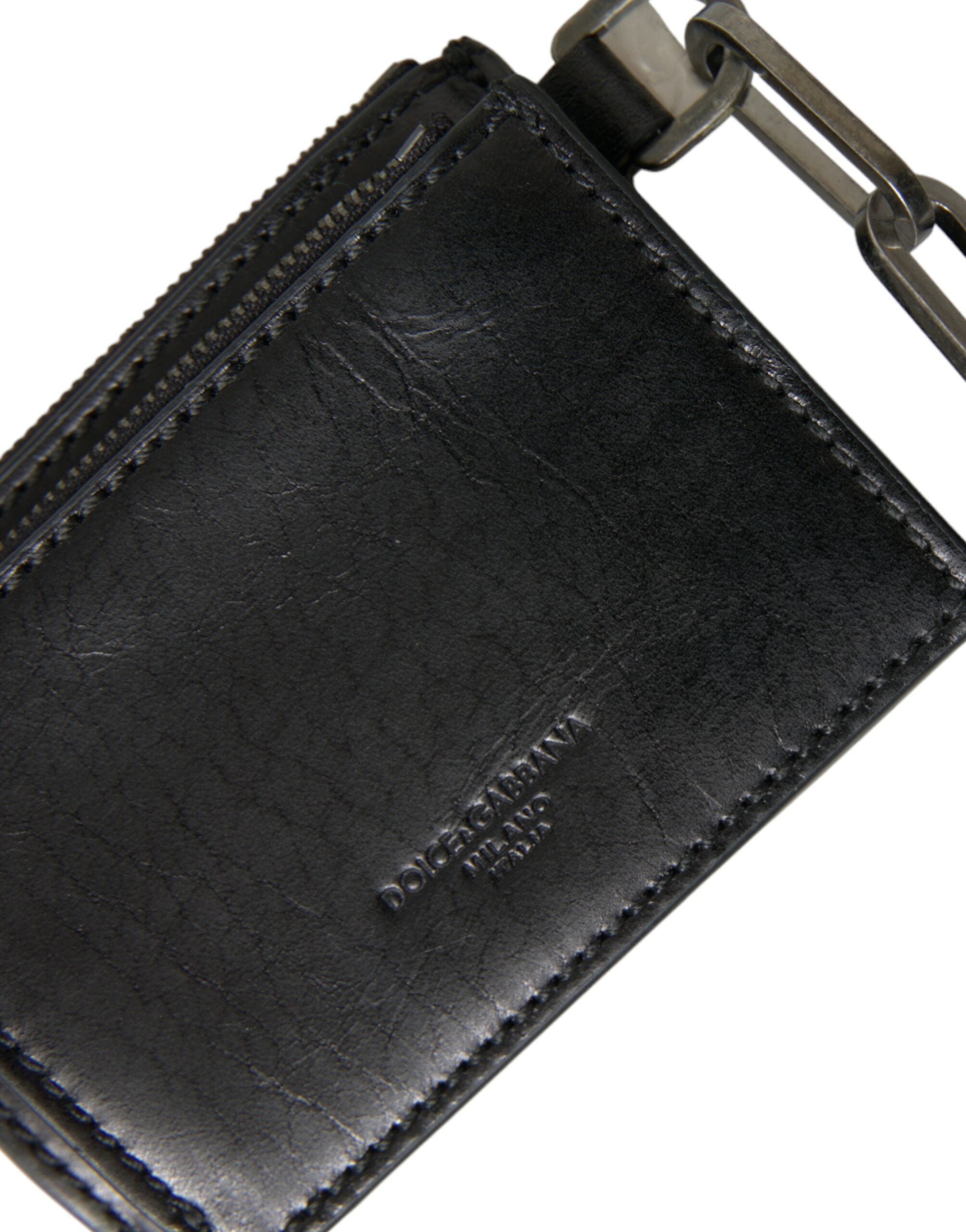 Dolce & Gabbana – Schlüsselanhänger aus Leder mit Reißverschluss und Logo, Münzgeldbörse, Schlüsselanhänger, Brieftasche