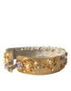 Dolce & Gabbana – Eleganter goldfarbener Gürtel mit Kunstperlen und Blumenmuster
