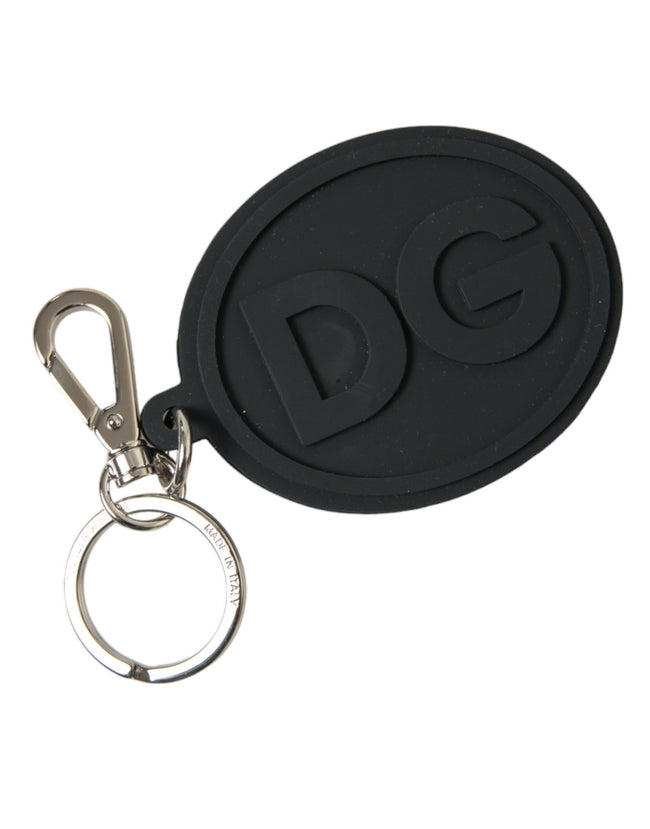 Schicker schwarzer und silberner Logo-Schlüsselanhänger von Dolce & Gabbana