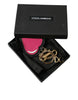 Dolce & Gabbana Stunning Gold and Pink Leather Keychain