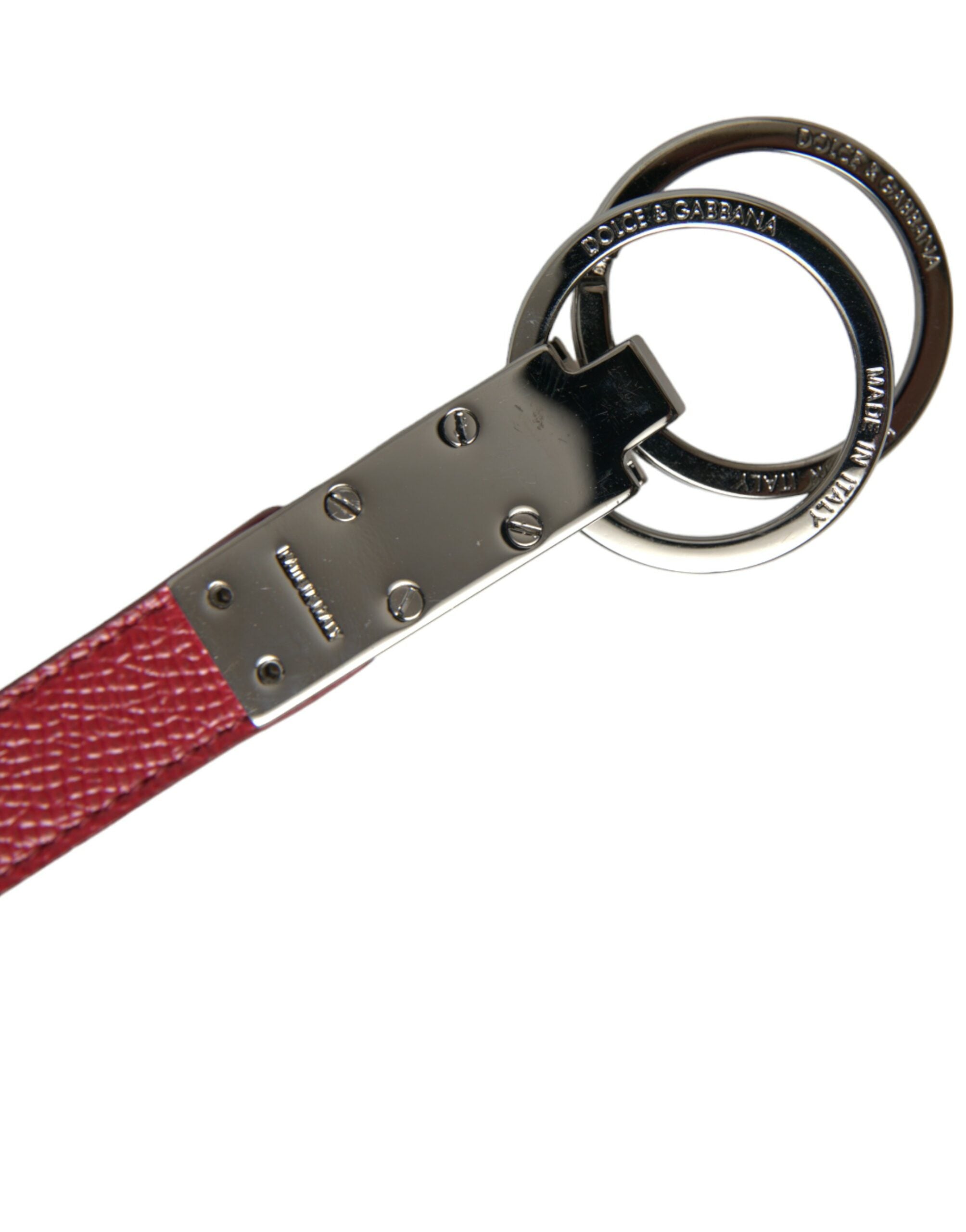 Dolce & Gabbana Elegant Red Leather Trifold Key Holder Case