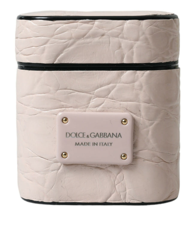 Dolce & Gabbana Elegante Airpod-Hülle aus hellrosa Leder