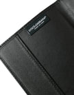 Dolce & Gabbana – Langer, zweifach faltbarer Reisepasshalter aus schwarzem Exotenleder