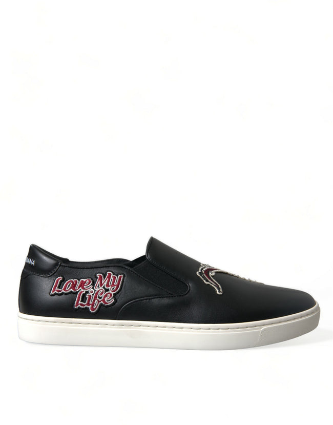 Dolce & Gabbana Zapatillas Sin Cordones Con Adornos Y Parches Negros Para Hombre Zapatos