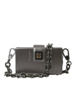 Dolce & Gabbana – Umhängetasche aus metallisch grauem Kalbsleder mit Kettenriemen