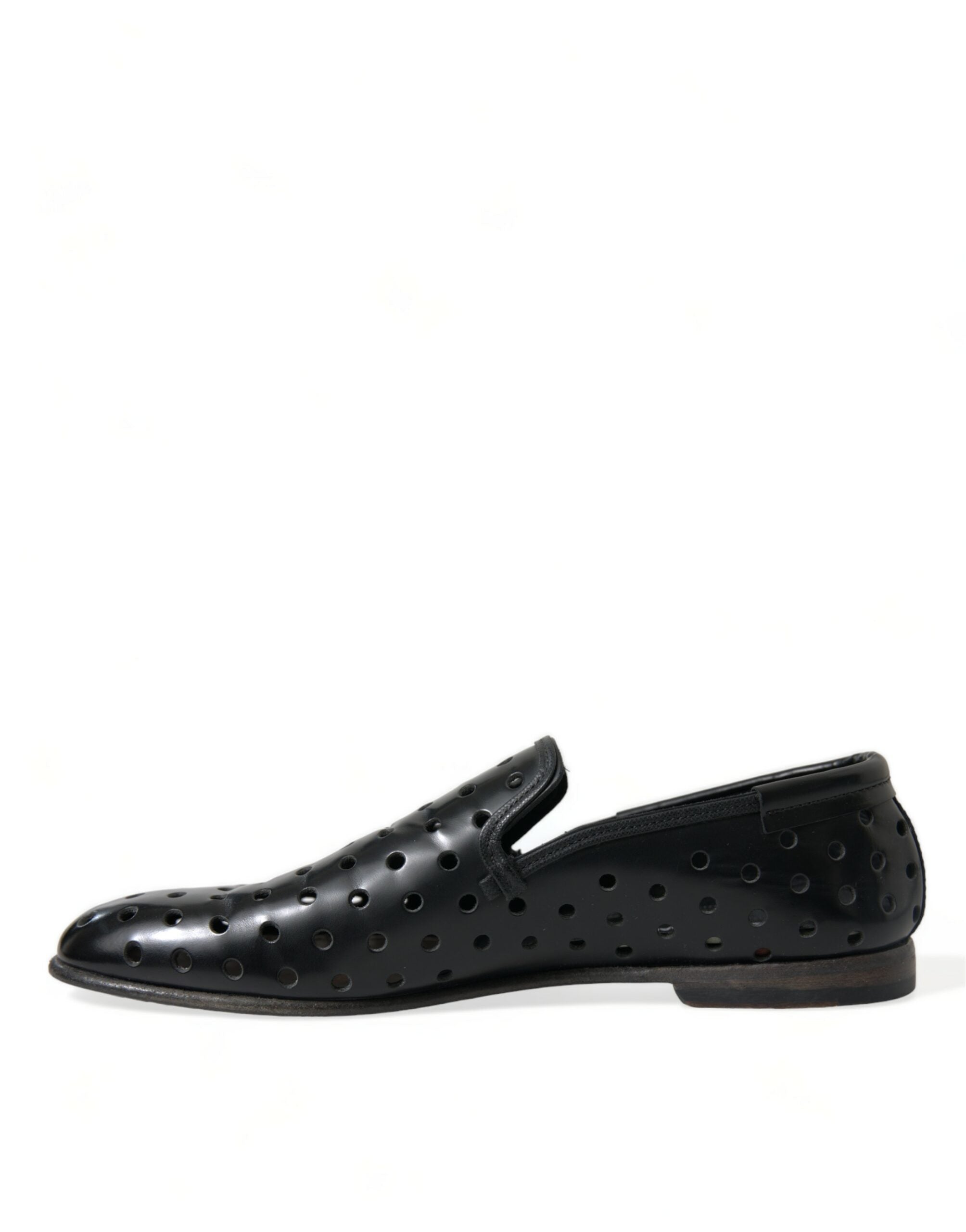 Dolce & Gabbana Elegant Black Leather Perforated Loafers