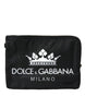 Dolce & Gabbana Elegante schwarze Clutch aus Nylon mit Kronen-Print