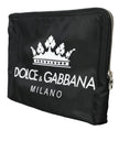 Dolce & Gabbana Elegante schwarze Clutch aus Nylon mit Kronen-Print