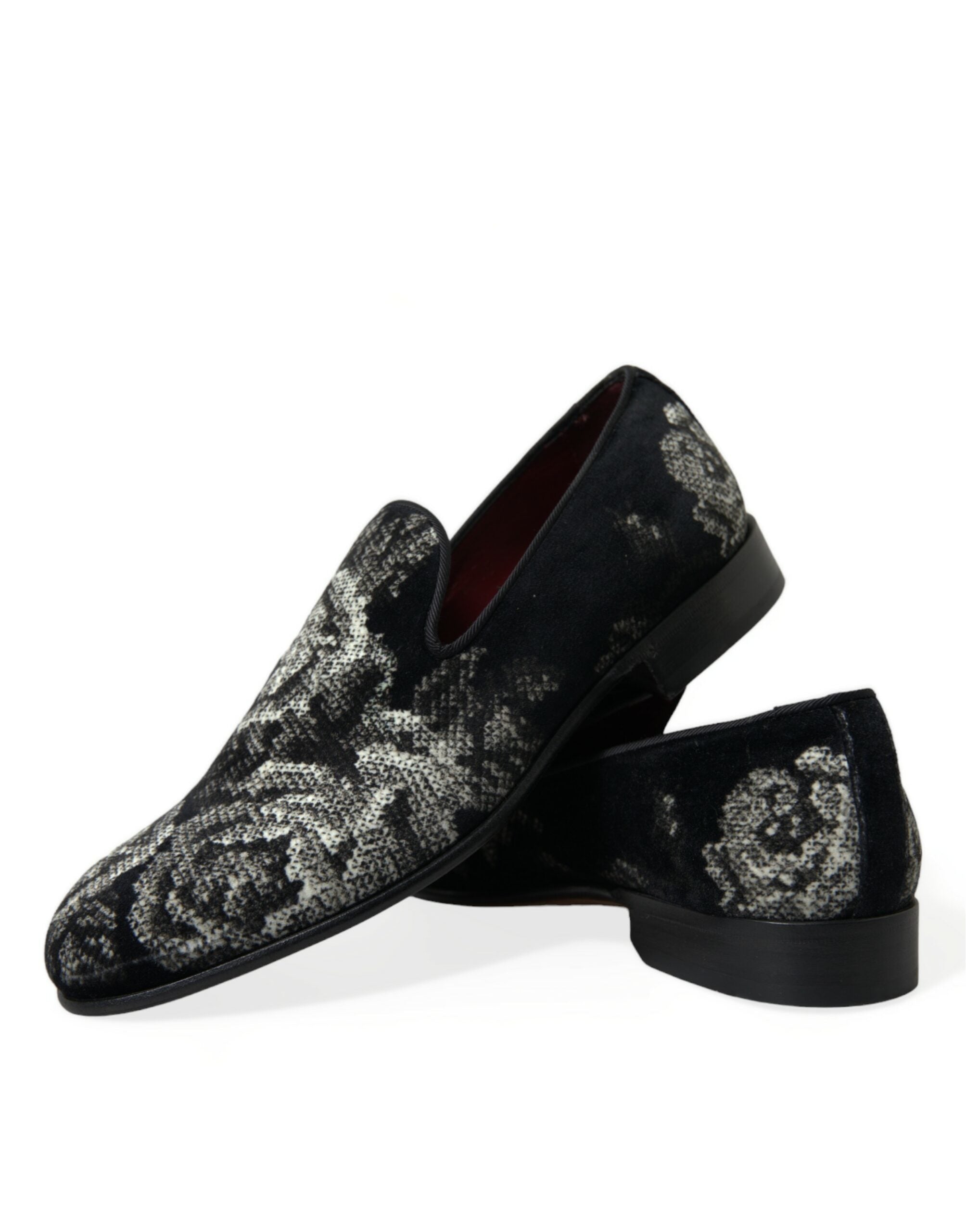 Dolce & Gabbana Pantuflas con estampado floral negro Hombre Mocasines Zapatos de vestir