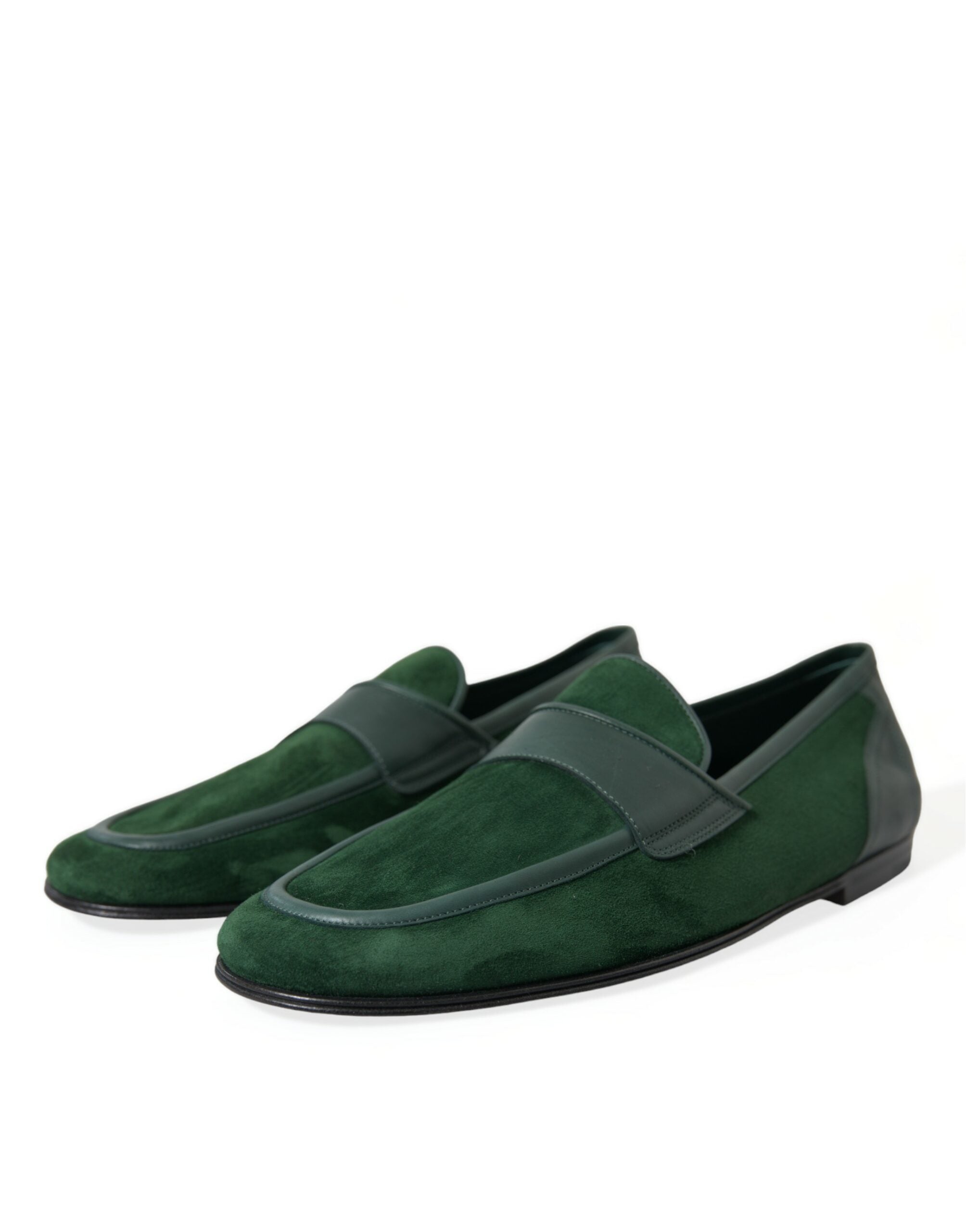 Dolce & Gabbana Zapatos de vestir tipo mocasín sin cordones de terciopelo verde para hombre