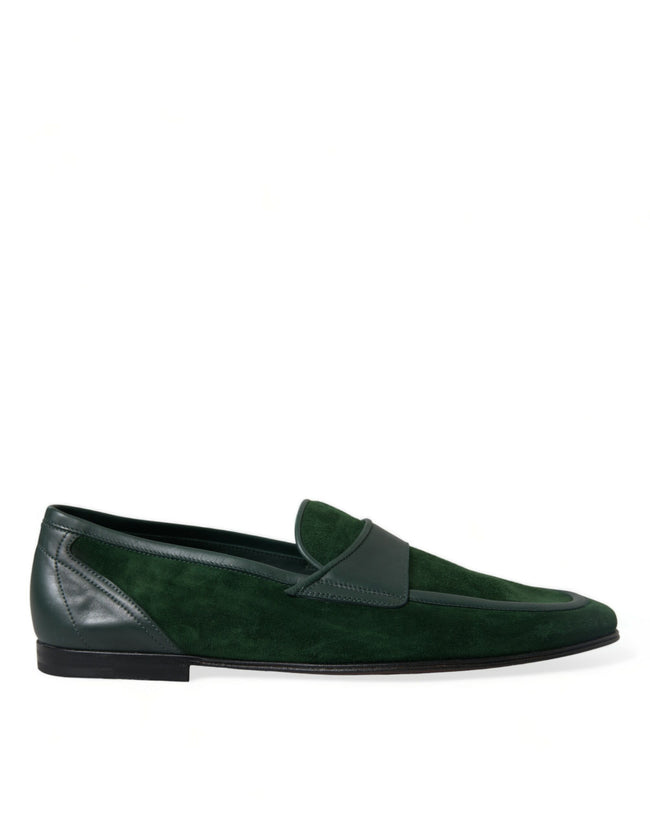 Dolce & Gabbana Emerald Velvet Leather Loafers for Men