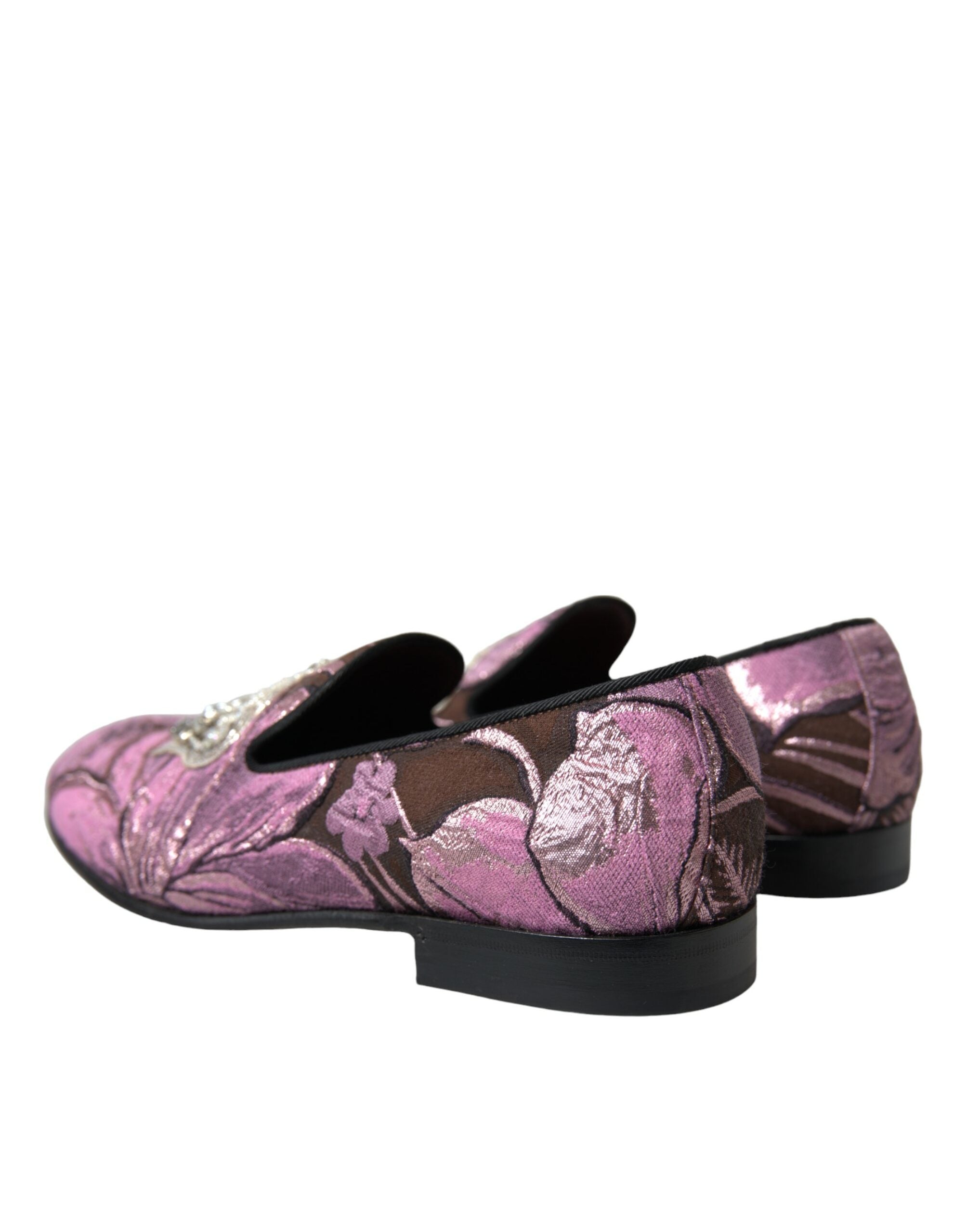 Dolce & Gabbana Zapatos de vestir mocasines con adornos de cristal estampados en rosa