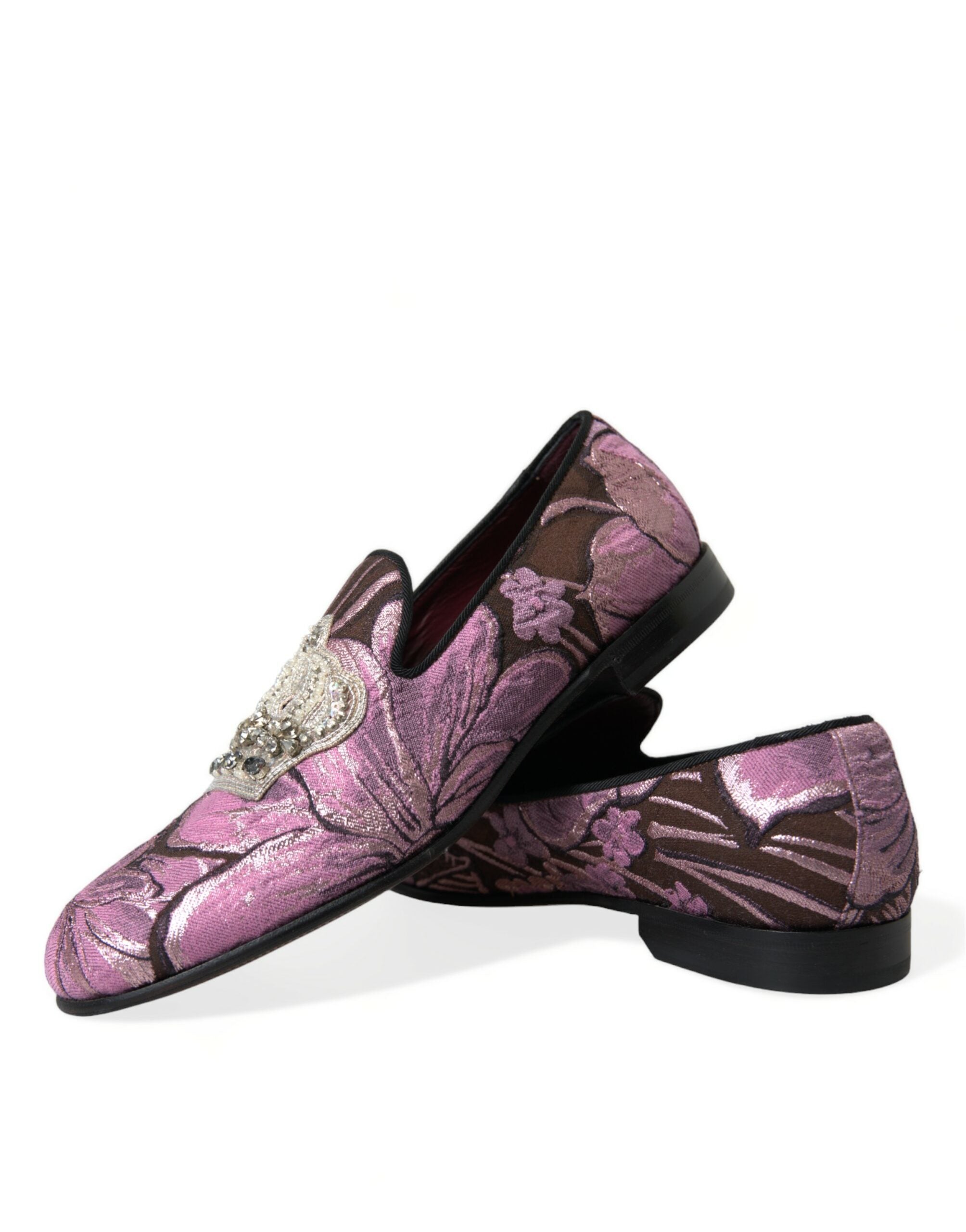 Dolce & Gabbana Elegant Pink Crystal-Embellished Loafers