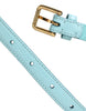 Dolce & Gabbana Light Blue Leather Crystal Chain Waist Belt