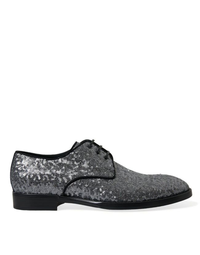 Dolce & Gabbana Zapatos de vestir Derby para hombre con cordones y lentejuelas plateadas